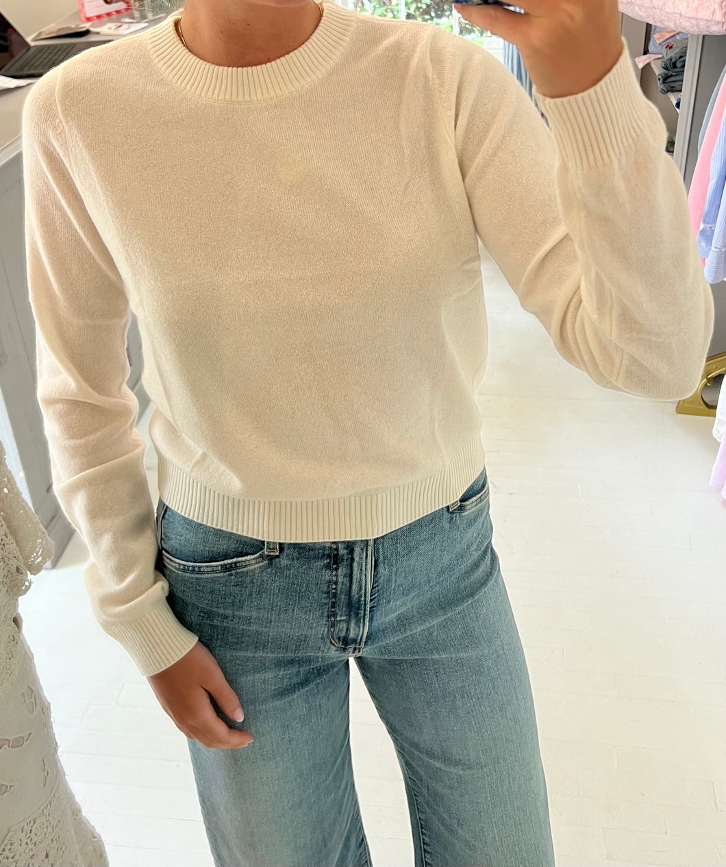 Rose and Crown Knit Sweater in Cream