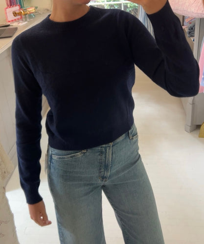 Rose and Crown Knit Sweater in Navy