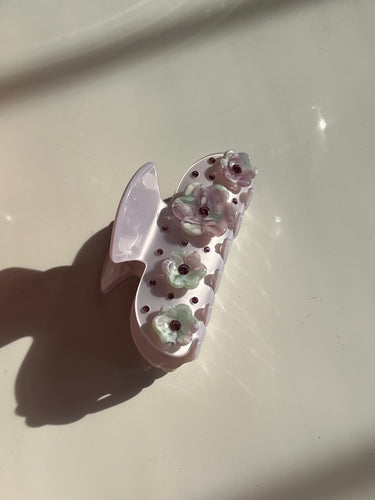 Blue Swirl Cherry Claw Clip
