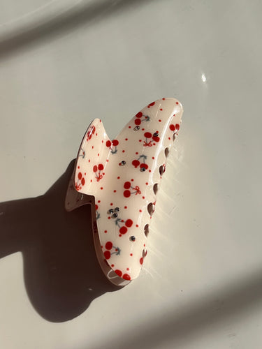 Ditsy Cherry Claw Clip