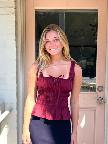 Ciao Lucia Gigi Bordeaux Cotton Poplin Top