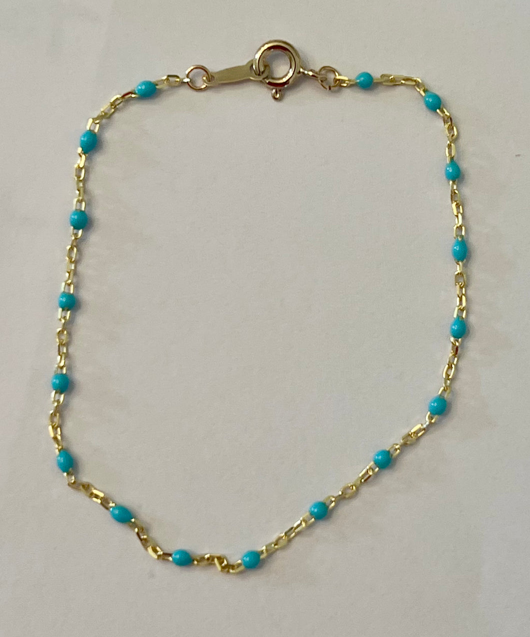 Dainty Beaded Turquoise/Gold Bracelet
