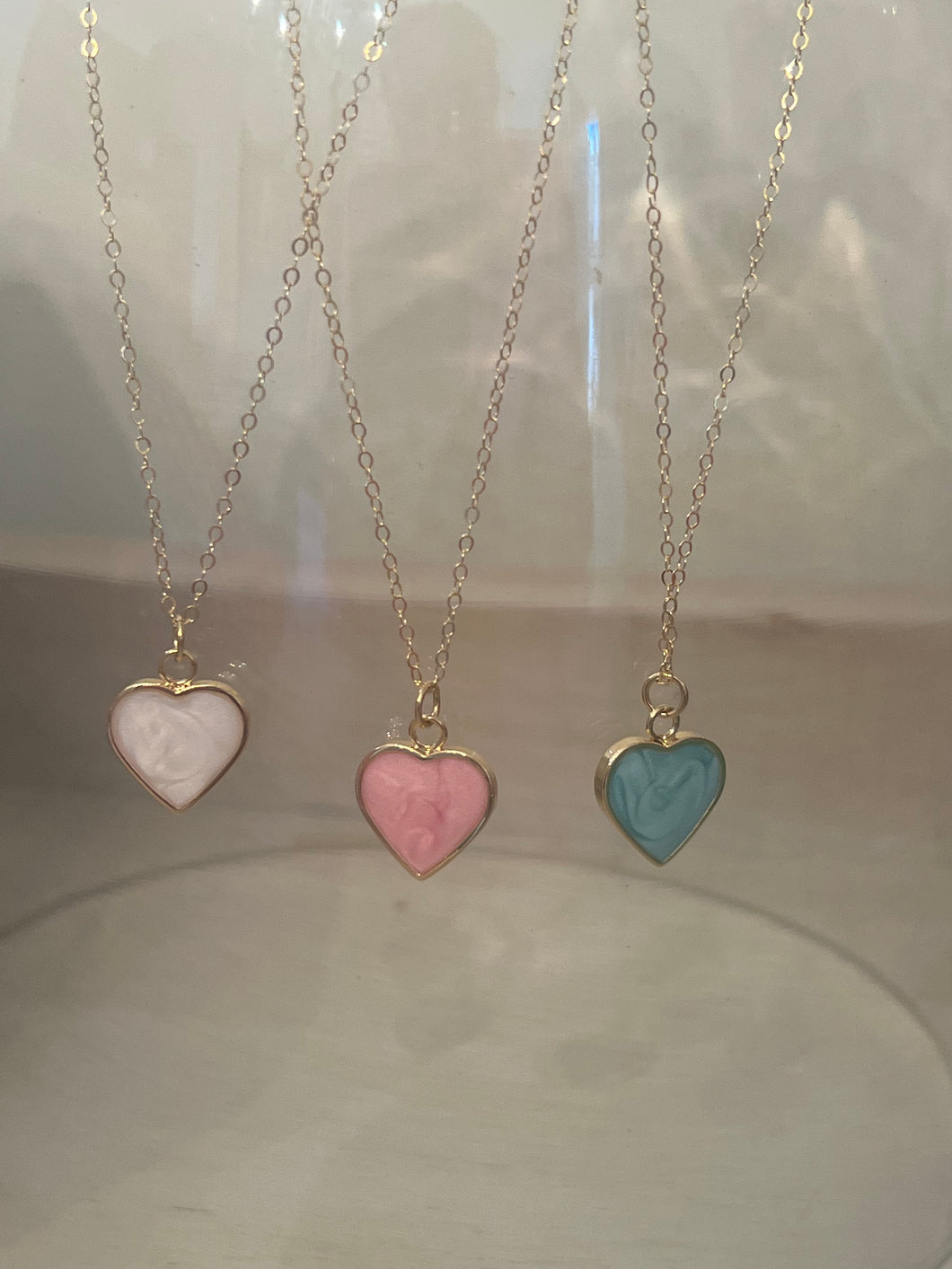 Gold Chain Necklace with Cloud Heart Pendant