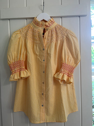 Andion Amelia Gingham Blouse in Yellow