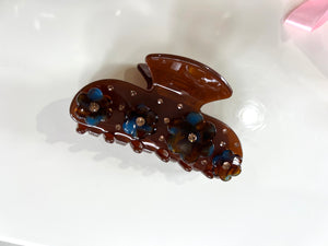 Chocolate Brown Flower Claw Clip