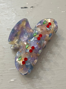 Blue Swirl Cherry Claw Clip