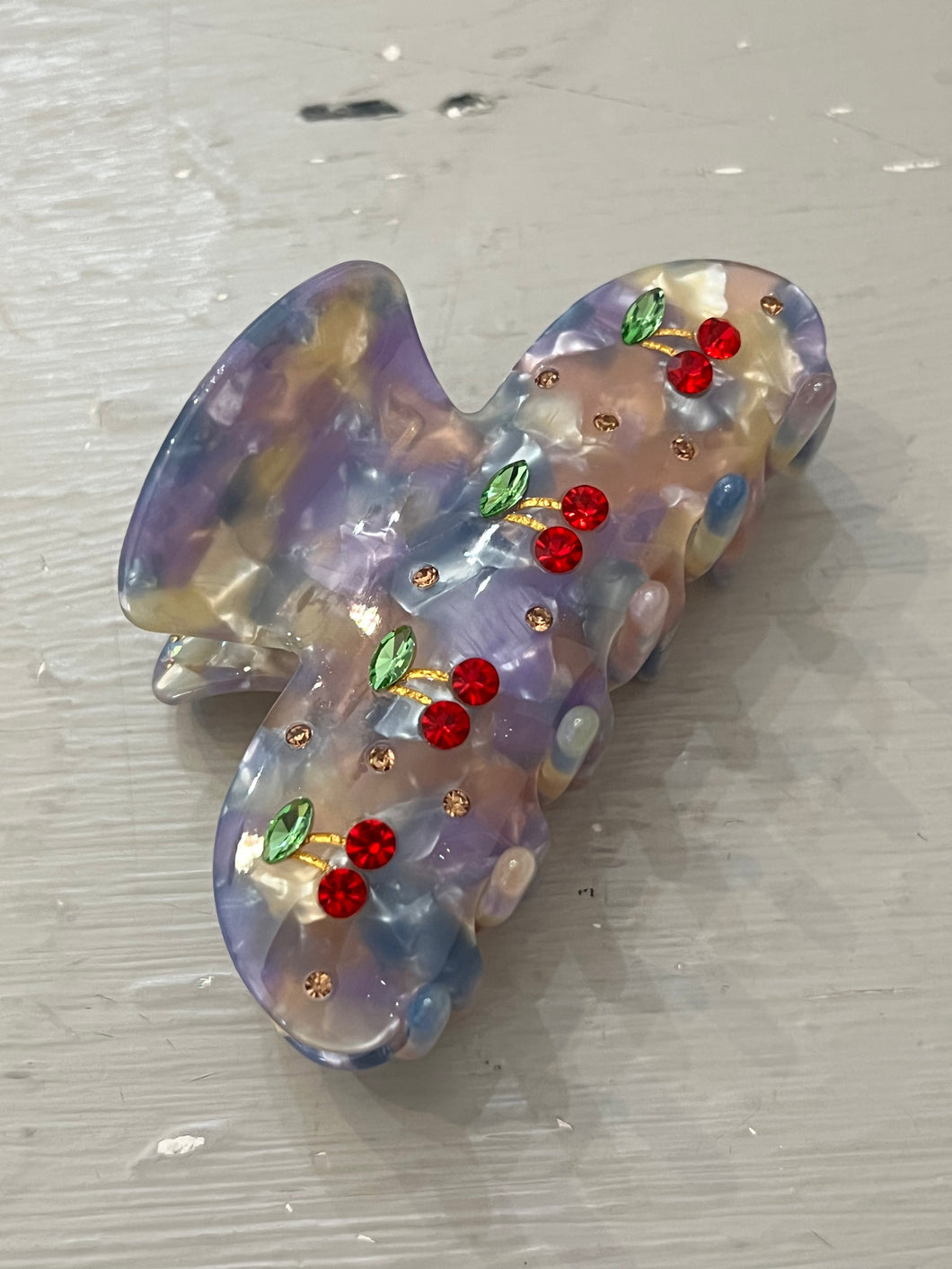 Blue Swirl Cherry Claw Clip