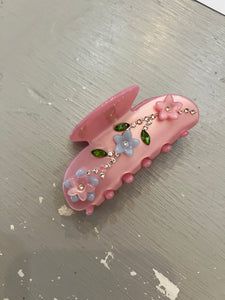 Flower Rhinestone Claw Clip