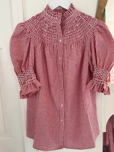 Andion Amelia Gingham Blouse in Red