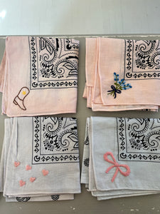 Hibiscus Home Hand Embroidered Bandanas