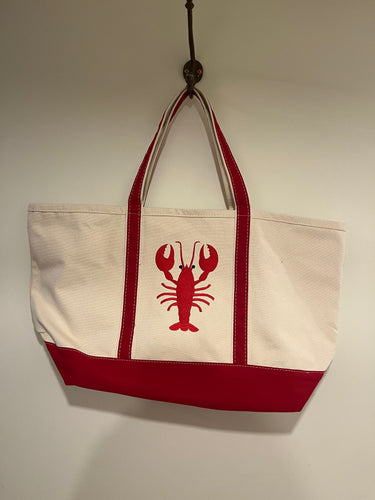 Large Classic Tote in Red with Lobster embroidery