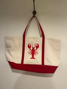 Large Classic Tote in Red with Lobster embroidery