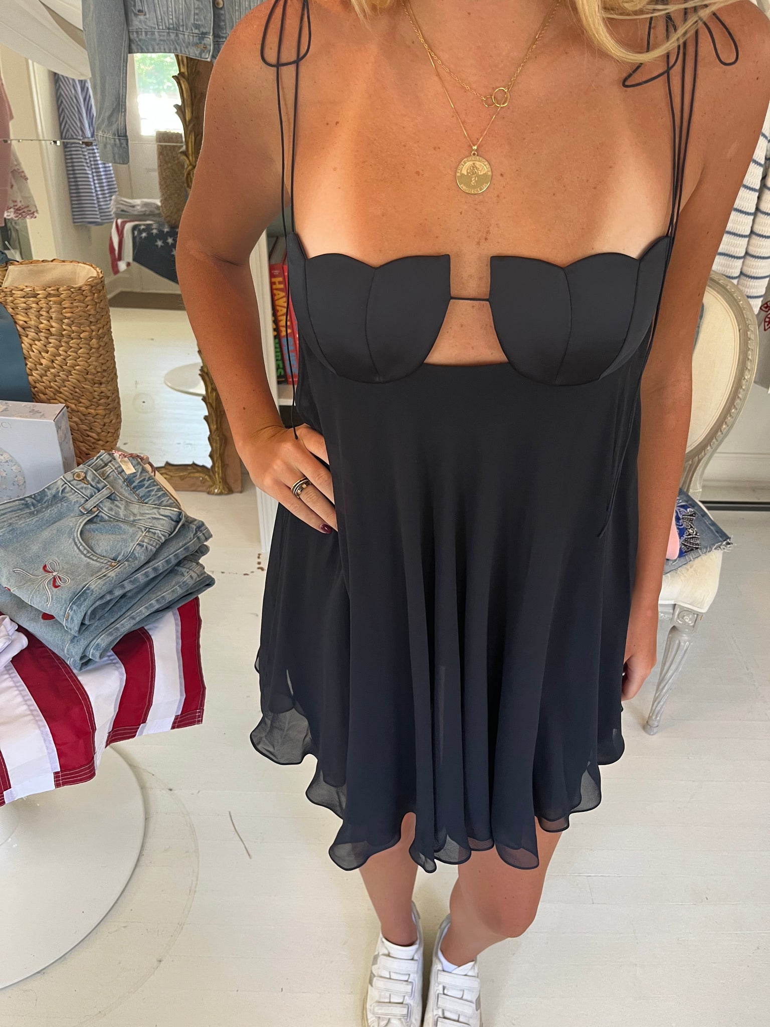Anna October Tulip Mini Dress in Navy S