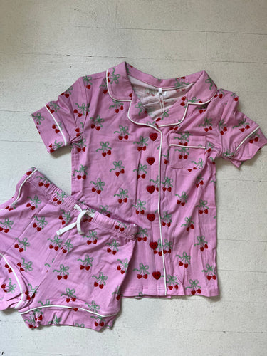 Katie J Tween Lynn Shorts Lounge Set in Cherry Bow Print