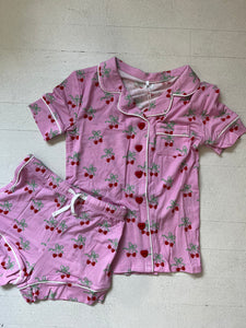 Katie J Tween Lynn Shorts Lounge Set in Cherry Bow Print