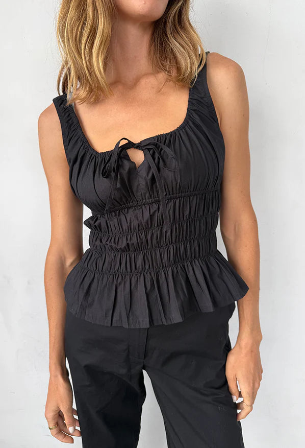 Ciao Lucia Gigi Black Cotton Poplin Top
