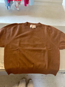 Rose & Crown Cashmere Puff Sleeve Sweater in Brown/Taupe