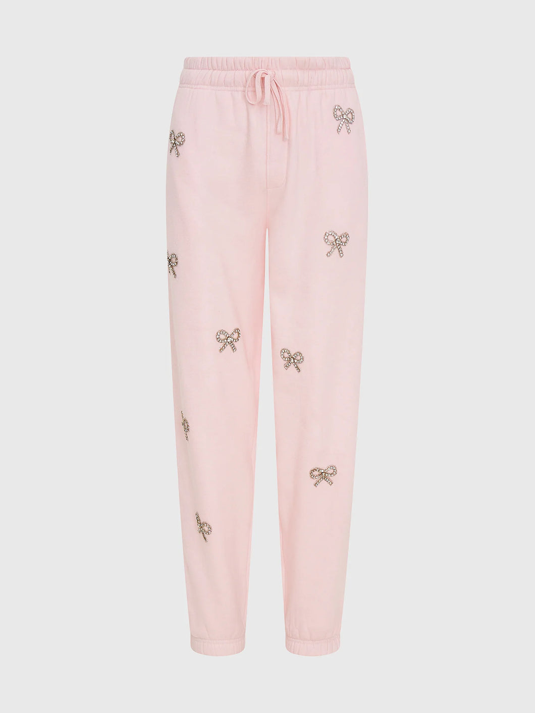 LoveShackFancy Lillia Crystal Bow Fleece Sweatpant