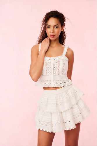 LoveShackFancy Ruffle Mini Heart Eyelet Lace Skirt