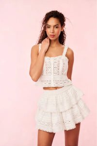 LoveShackFancy Ruffle Mini Heart Eyelet Lace Skirt