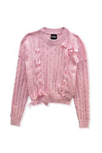 Katie J Tween Libby Ribbon Sweater in Pink