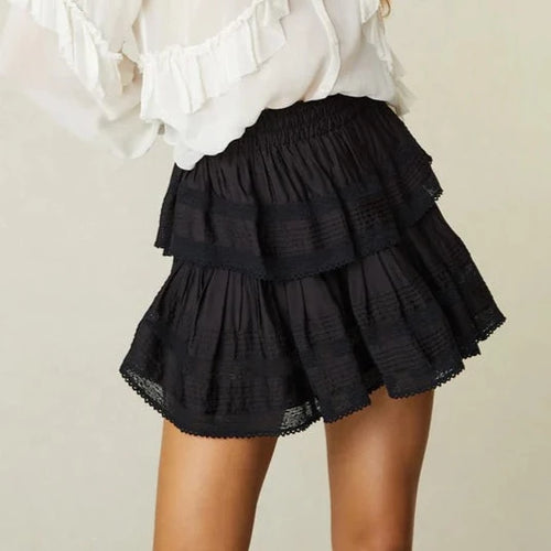 LoveShackFancy Ruffle Mini Skirt in Black
