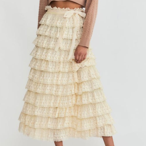 LoveShackFancy Dover Skirt in Cream