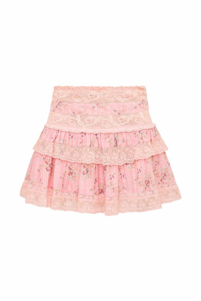 LoveShackFancy Moyer Skirt in Dust Pink