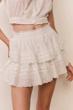 LoveShackFancy Heart Eyelet Ruffle Mini Skirt