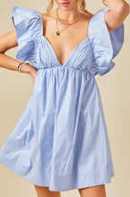 Mitylene Ruffle Poplin Mini Dress in Light Blue
