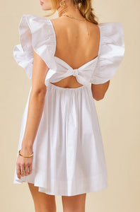 Mitylene Ruffle Poplin Mini Dress in White
