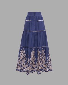 Loretta Caponi Nuvola High Waisted Embroidered Skirt