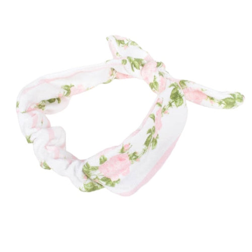 Terry Spa Headband in Pink Rose Vine
