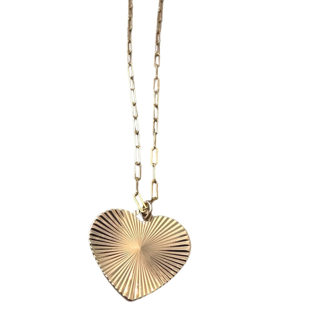 Gold Chain Necklace with Wide Gold Heart