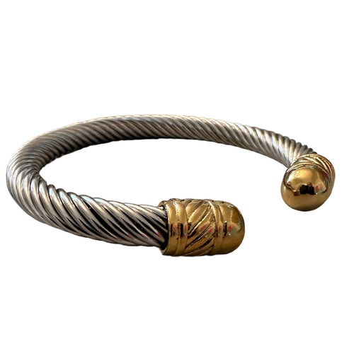 Silver Cable Bracelet with Gold Detail