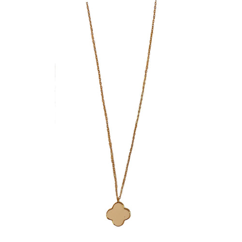 Gold Chain Necklace with White Clover
