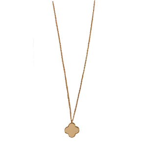 Gold Chain Necklace with White Clover