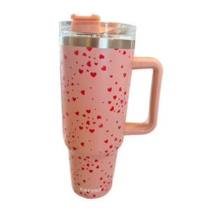Light Pink Mini Hearts Tumbler Cup