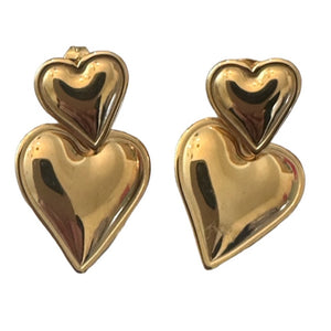 Mitylene Double Heart Earring in Gold