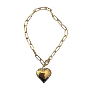 Mitylene Gold Chain Bracelet with Large Heart