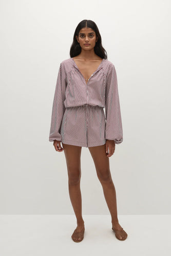 Faithfull the Brand Frida Playsuit Maia Stripe Burgundy