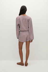 Faithfull the Brand Frida Playsuit Maia Stripe Burgundy