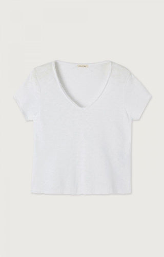 American Vintage Sonoma V-Neck Tee in Blanc