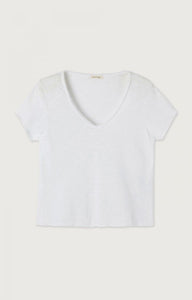 American Vintage Sonoma V-Neck Tee in Blanc