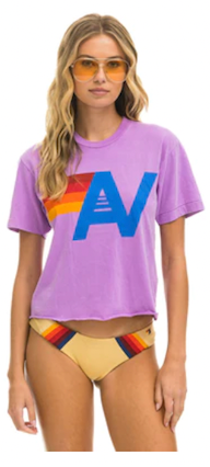 Aviator Nation Logo Boyfriend Tee in Neon Purple