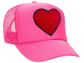 Aviator Nation Vintage Heart Trucker Hat in Neon Pink