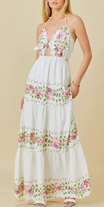 Mitylene Floral Print Front Tie Maxi Dress