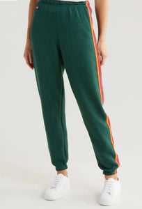 Aviator Nation 5 Stripe Sweatpants in Forest Green