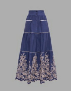 Loretta Caponi Nuvola High Waisted Embroidered Skirt