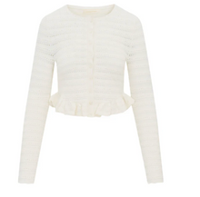 LoveShackFancy Rogan Pointelle Knit Cardigan in Ivory